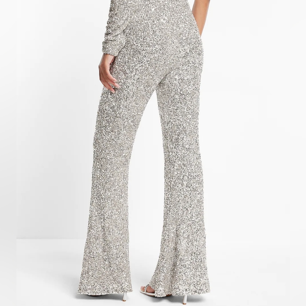 EXPRESS: High Waisted Sequin Pants - Picture 5 of 9